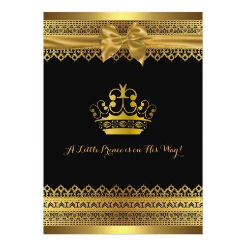 Black and Gold Crown Logo - Black & Gold Crown Baby Shower Invitation. ELVIS AARON PRESLEY