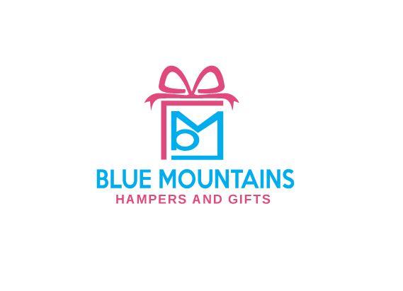 Mountains Pink Blue Line Logo - Elegant, Personable, Retail Logo Design for Blue Mountains Hampers
