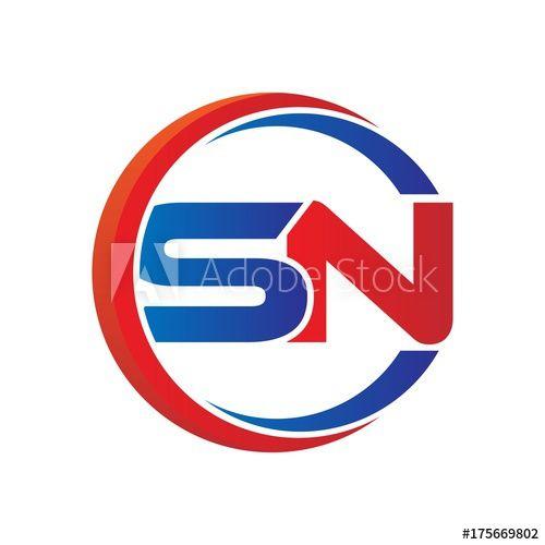 SN in Red Circle Logo - sn logo vector modern initial swoosh circle blue and red - Buy this ...