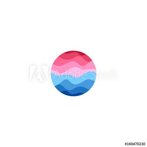 Wavy Blue Lines Logo - Isolated abstract round shape blue and pink color logo of wavy lines ...