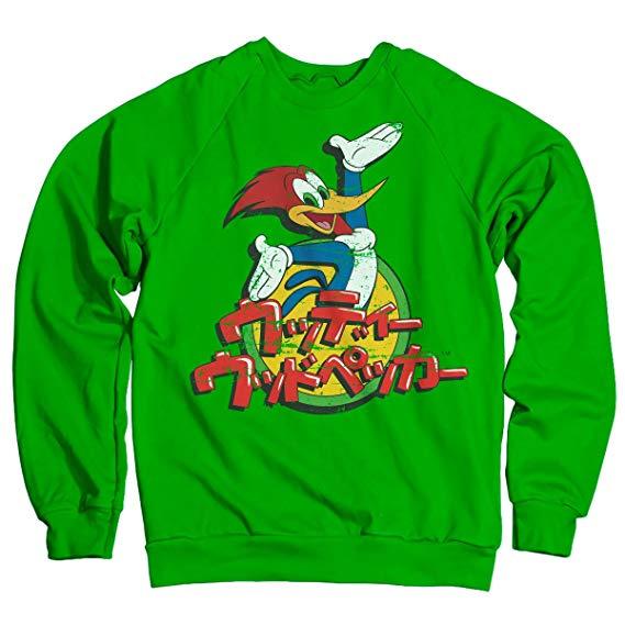 Green Japanese Logo - Woody Woodpecker Officially Licensed Washed Japanese Logo Sweatshirt ...