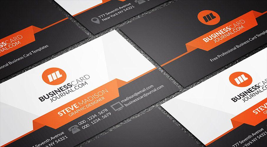 Sleek Corporate Logo - Free Sleek & Stylish Orange Accent Business Card Template