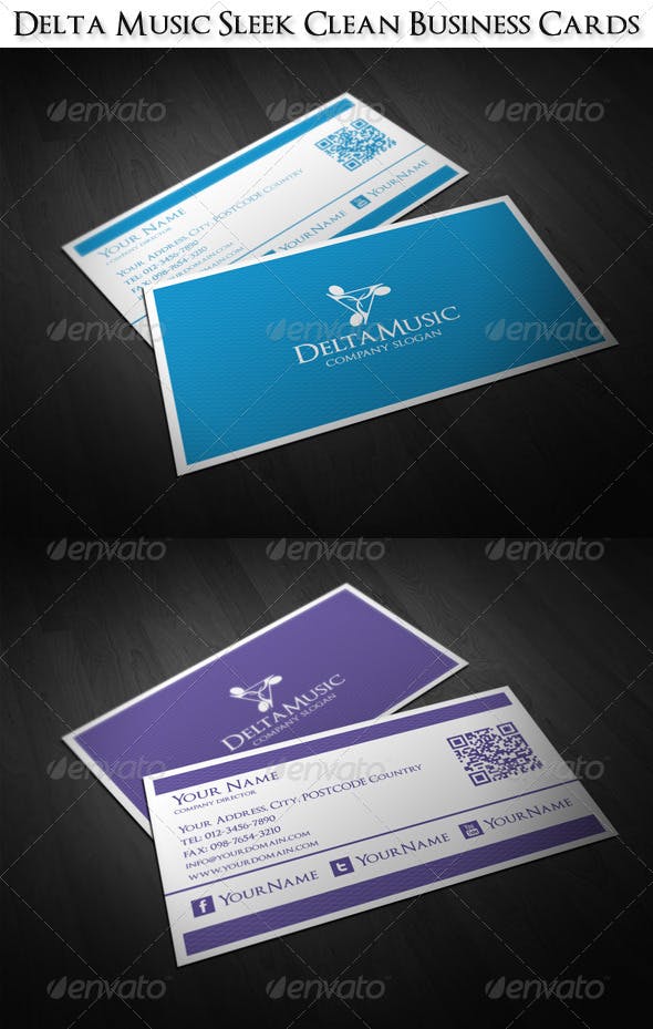 Sleek Corporate Logo - Delta Music Sleek Clean Business Cards