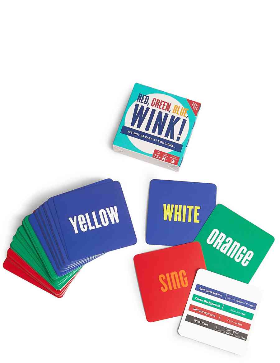Green and Orange Game Logo - Red Green Blue Wink Card Game