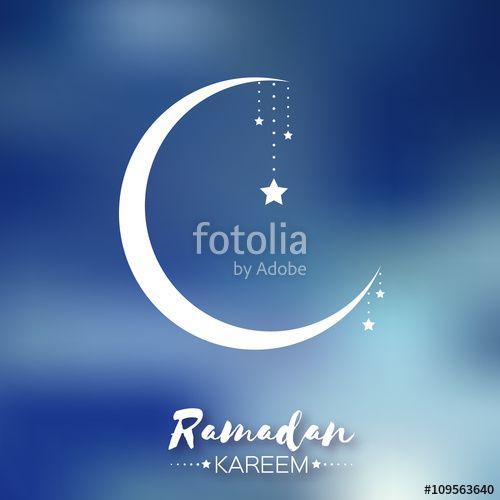 Blue Islam Logo - Blue Ramadan Kareem celebration greeting card. Stars and crescent ...