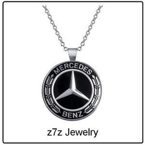 Small Mercedes Logo - MERCEDES BENZ Emblem Necklace 3 4 Silver Luxury Logo
