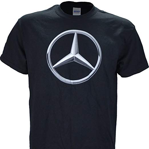 Small Mercedes Logo - Mercedes Benz Logo on a Black T Shirt: Clothing