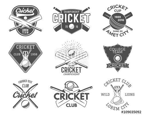 Cricket Sport Logo - Set of cricket sports logo designs. Cricket icons vector set ...