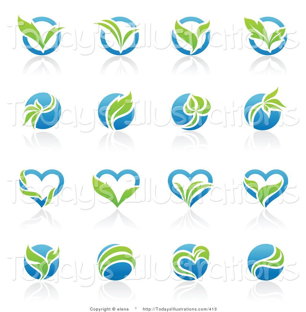 Blue and Green Heart Logo - Clipart of a Digital Collage of Sixteen Blue and Green Organic Heart ...