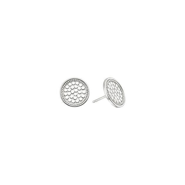 Silver Circle with Green Ball Logo - Silver Circle Stud Earring