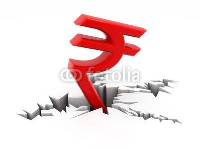 Red White Indian Arrow Logo - Indian Rupee crisis concept, Red Indian Rupee Symbol Down to Ground ...