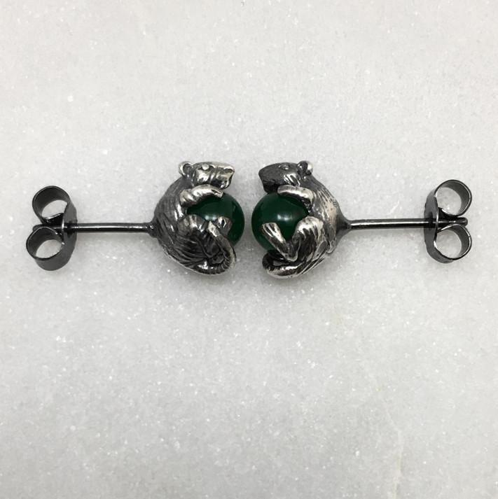 Silver Circle with Green Ball Logo - Silver Mystic Mouse & Green Ball Studs – Jewel Thief