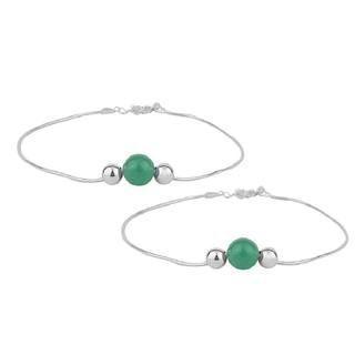 Silver Circle with Green Ball Logo - Buy KUKSHYA 925 Silver Green Ball Anklets Sterling Silver Anklet ...