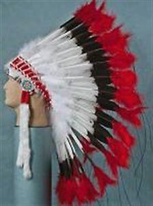 Red White Indian Arrow Logo - DELUXE WARBONNET HEADDRESS FEATHERS INDIAN REGALIA POW WOW TRIBAL ...