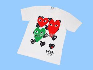 Blue and Green Heart Logo - COMME des GARCONS HOLIDAY Red Green Heart Emoji PLAY TEE Men L Size
