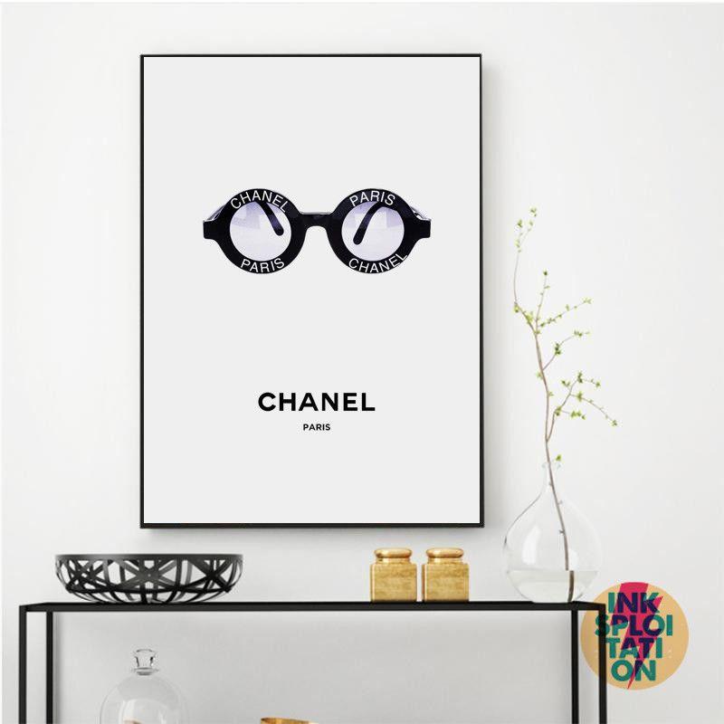 Coco Chanel Paris Logo - COCO CHANEL SUNGLASSES Monotone Wall Art Typography Quote Print or