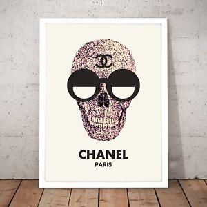 Coco Chanel Paris Logo - COCO CHANEL Paris Skull Logo Vintage Fashion Art Poster Print - A4 ...