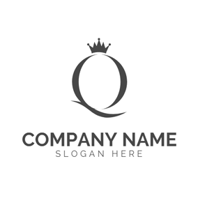 A and Q Logo - Black Crown and Letter Q logo design. Aqua. Logos, Logo design