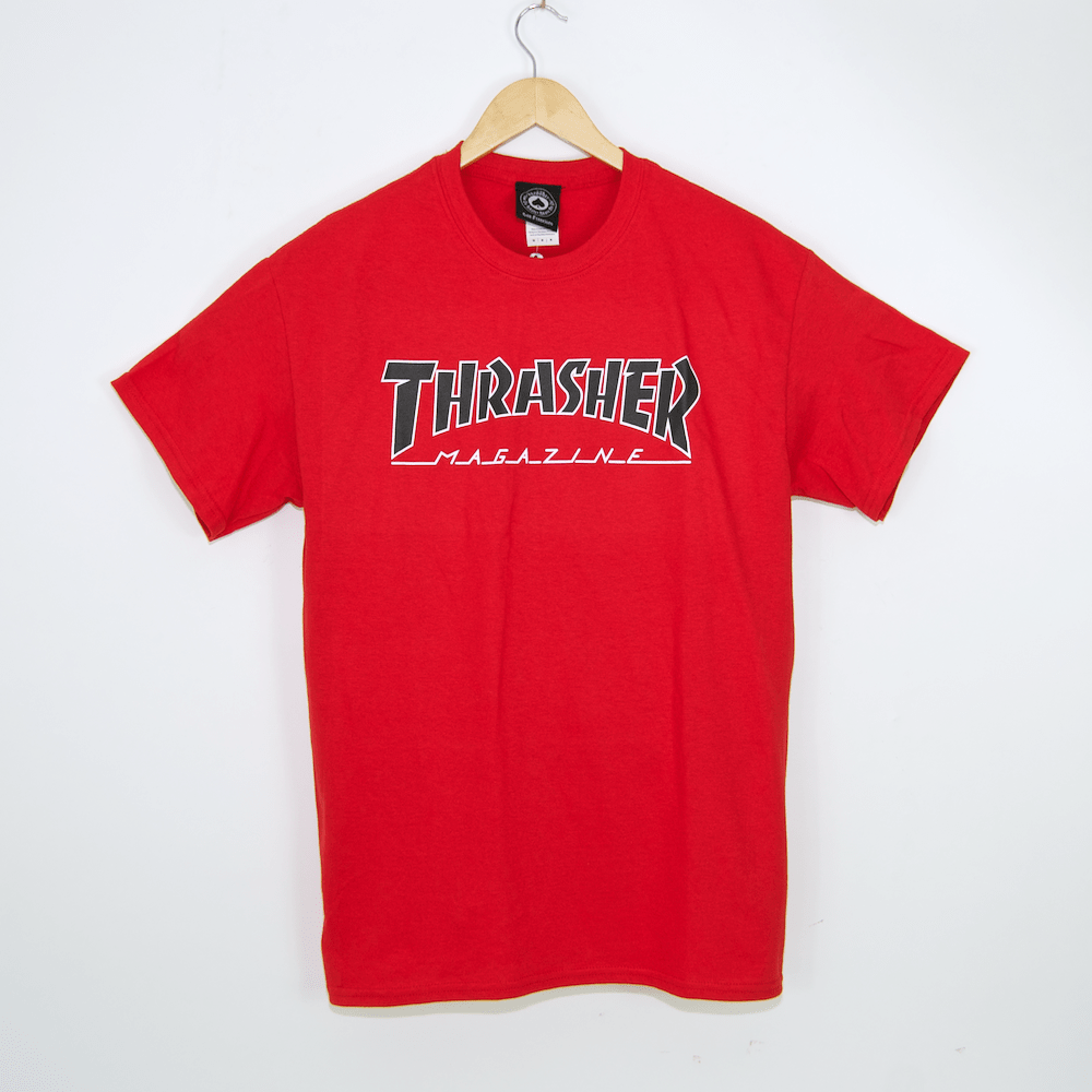 Red Welcome Logo - Thrasher - Outlined Logo T-Shirt - Red | Welcome Skate Store