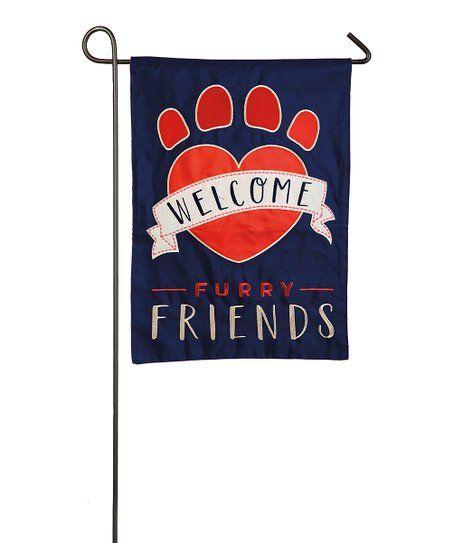 Red Welcome Logo - Blue & Red Welcome Furry Friends Outdoor Flag