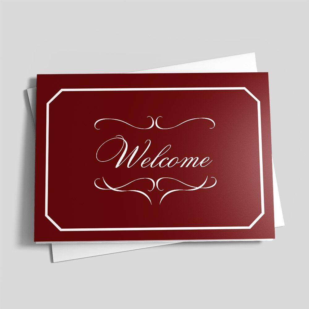 Red Welcome Logo - Elegant Red Welcome Card - Welcome Greeting Cards by CardsDirect