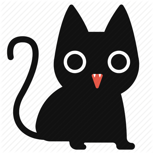 Black Bird Cartoon Logo - Black cat, cartoon, cat, cute, halloween, horror icon