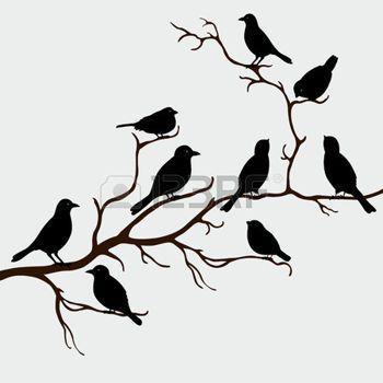 Black Bird Cartoon Logo - cartoon bird: Cute black birds on a branch Illustration | Clipart ...