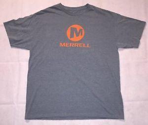 Gray and Orange Logo - Merrell Mens XL Stacked Logo S/S Gray T Shirt Orange Logo Spell Out ...