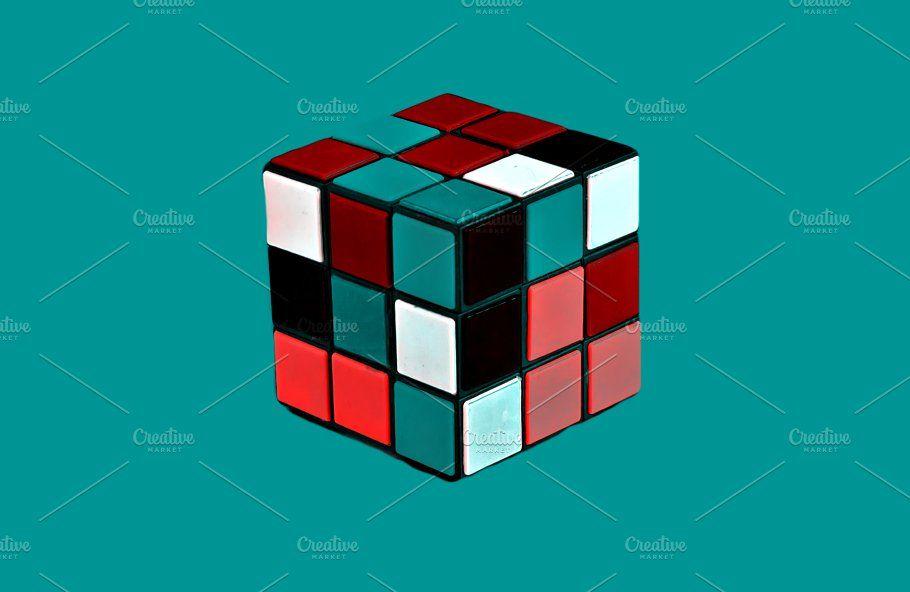 Multi Colored Cube Logo - Folding Multi Colored Cube Isolated. Beauty & Fashion Photo