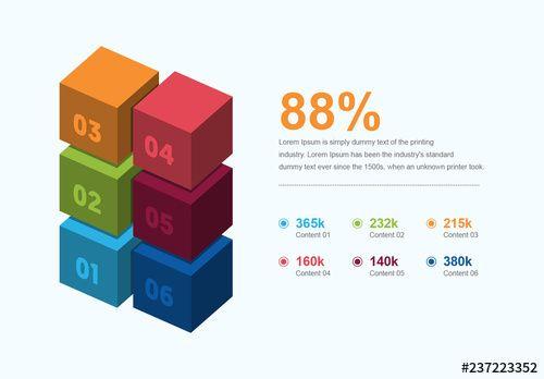 Multi Colored Cube Logo - Infographic Layout with Multicolored Cube Elements. Buy this stock
