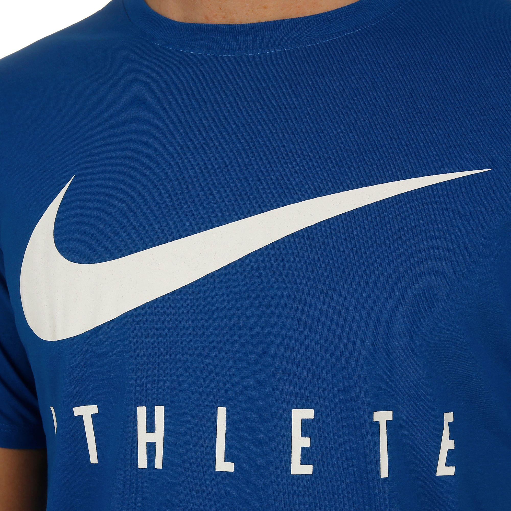 Blue and White Nike Logo - buy Nike Dri-FIT Swoosh Athlete T-Shirt Men - Blue, White online ...