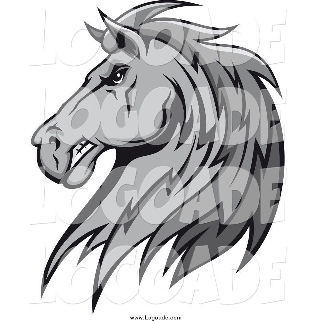 Stallion Head Logo - Clipart of a Gray Tough Stallion Head Logo by Vector Tradition SM ...