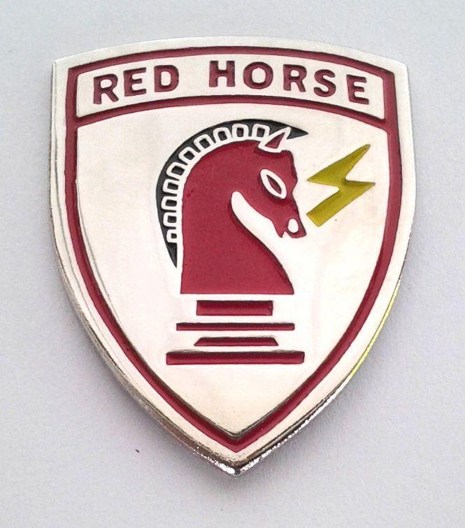Red Horse Military Logo - RED HORSE US AIR FORCE CIVIL ENGINEER Military Veteran Hat Pin 14899