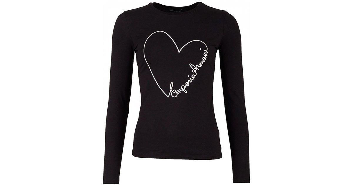 Black Heart Logo - Emporio Armani Heart Logo Long Sleeved in Black - Lyst