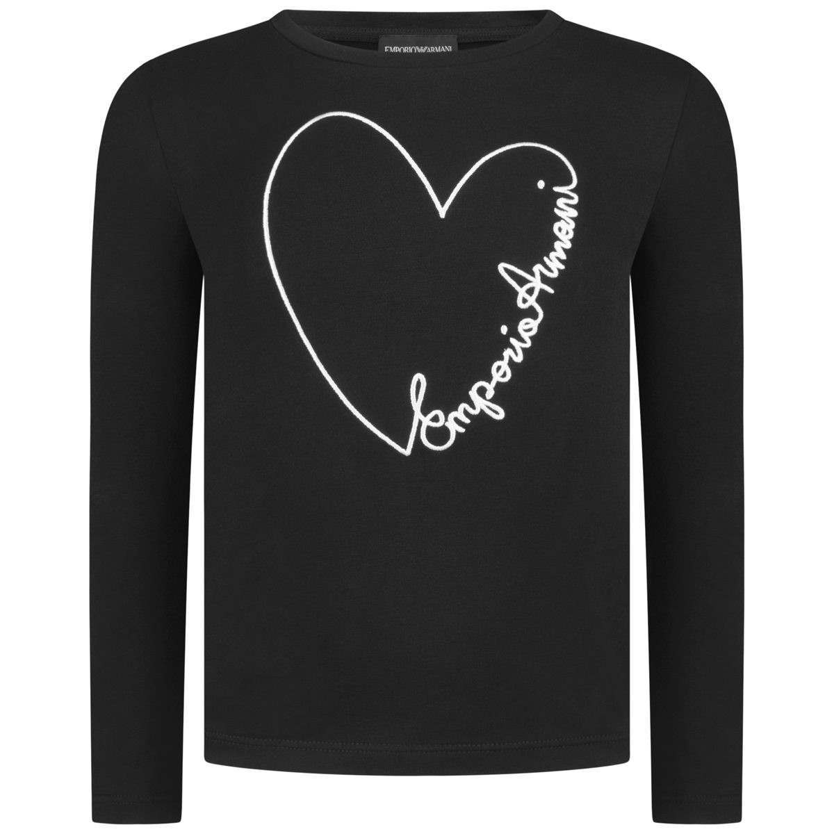 Black Heart Logo - Emporio Armani Girls Black Heart Logo Top