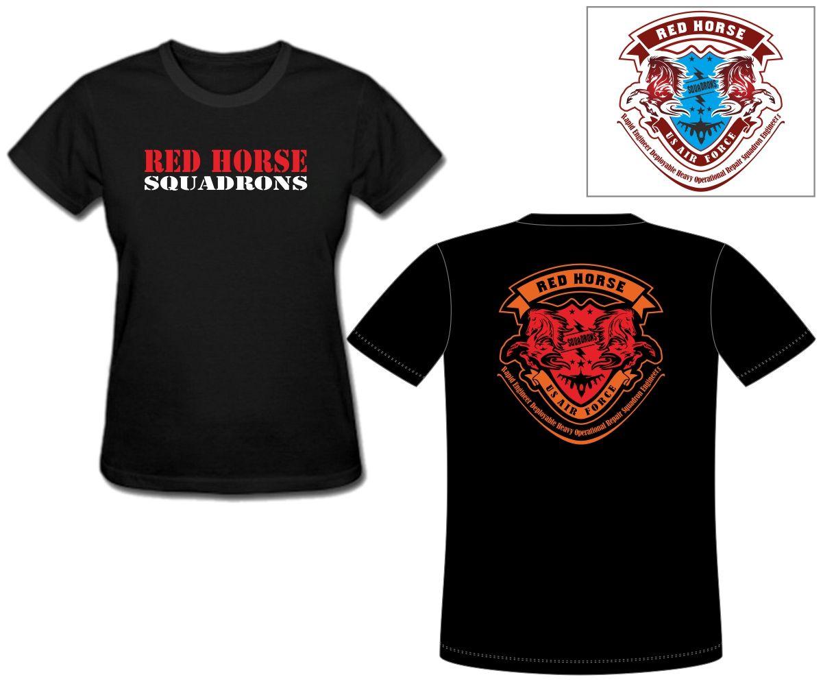 Red Horse Military Logo - Modern, Upmarket, Library T Shirt Design For Military Shirts By Iwan