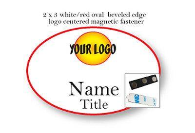 Red Oval with White a Logo - 1 OVAL WHITE / Red Name Badge Full Color Logo 2 Lines Of Print ...