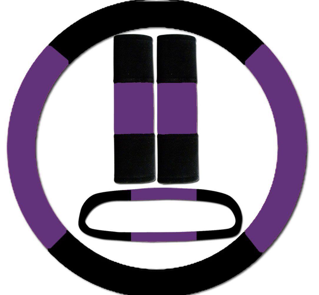 Purple and Black Cool Logo - Black and purple steering wheel cover, seat belt covers