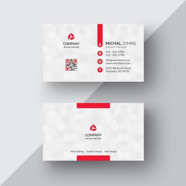 Red and White Business Logo - White business card with red details PSD file