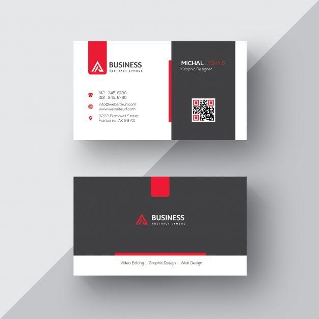 Red and White Business Logo - Black and white business card with red details PSD file