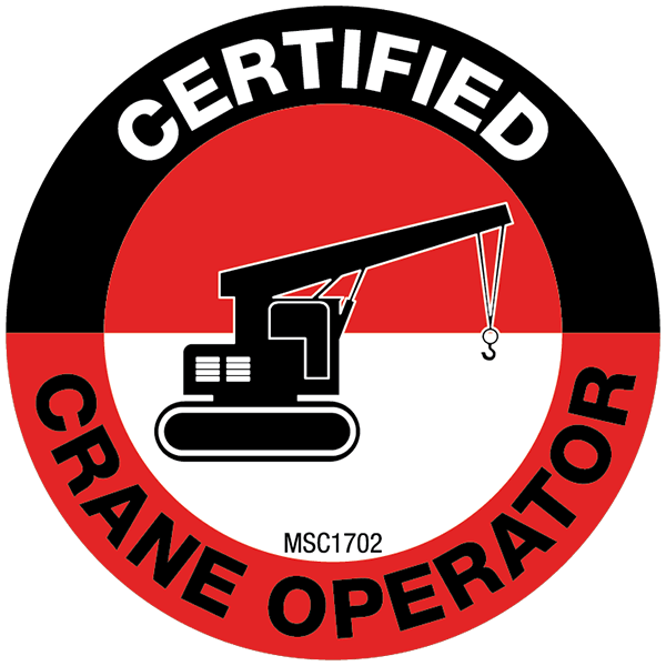 Red Crane Circle Logo - Certified Crane Operator Hard Hat Emblem | MS Carita