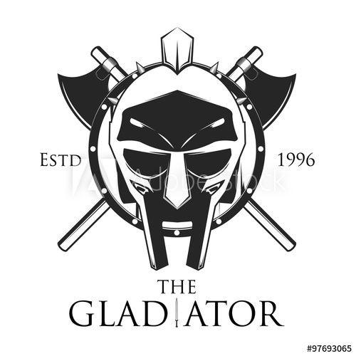 Gladiator Logo - Gladiator shield with crossed axe vector illustration, logo design ...