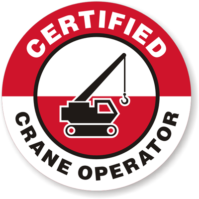 Red Crane Circle Logo - Hard Hat Decals - Certified Crane Operator Signs, SKU: HH-0079