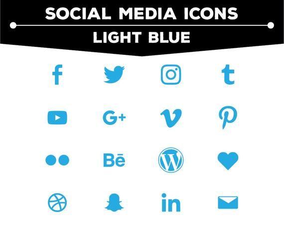 Light Blue Social Media Logo - Social Media Icons Light Blue Icon Pack PNG Files for Web | Etsy