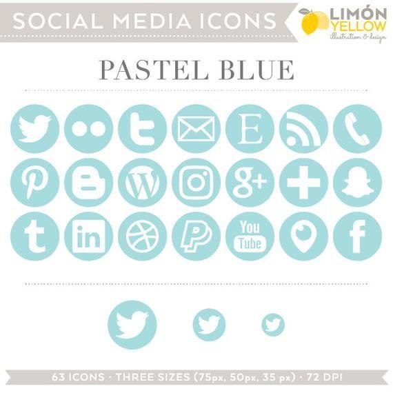 Light Blue Social Media Logo - Social Media Icons Pastel Blue Light Baby Blue Instant | Etsy
