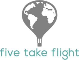 Take Flight Logo - Five Take Flight | Sold our house. Traveling the world.