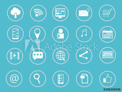 Light Blue Social Media Logo - Set social media icons. Isolated on light blue background - Buy this ...