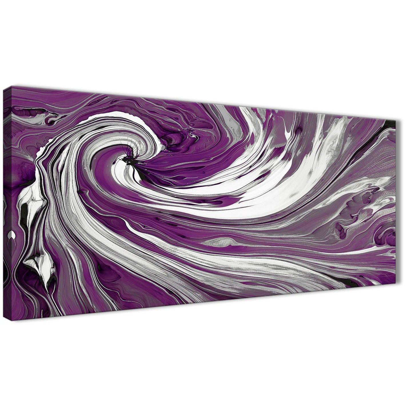 Purple Swirls and White Logo - Purple White Swirls Modern Abstract Canvas Wall Art - 120cm Wide ...