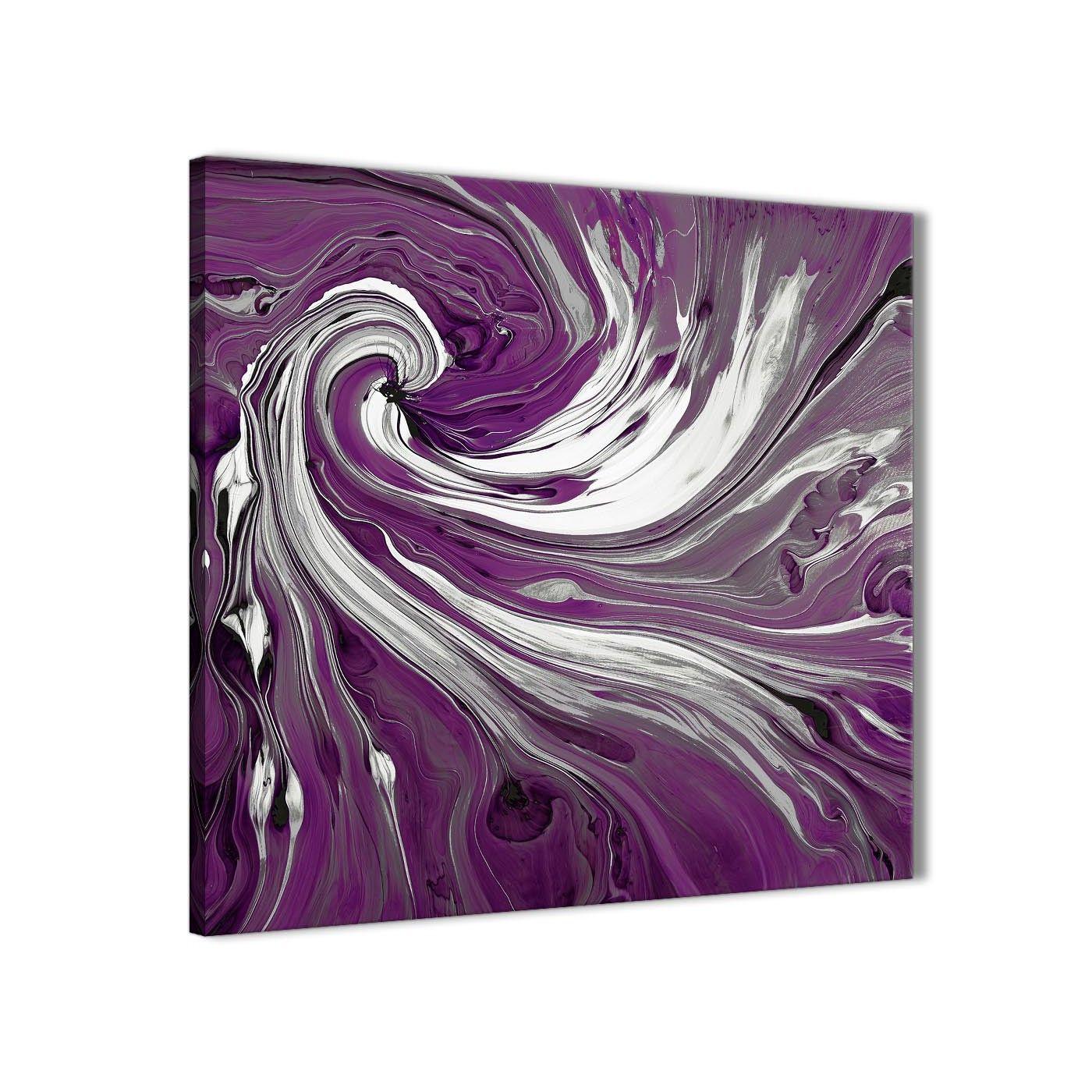 Purple Swirls and White Logo - Purple White Swirls Modern Abstract Canvas Wall Art - 79cm Square ...
