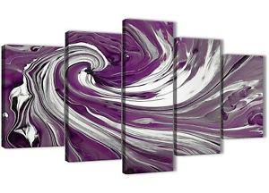 Purple Swirls and White Logo - XL Purple White Swirls Abstract Canvas Wall Art - 5 Piece - 160cm ...